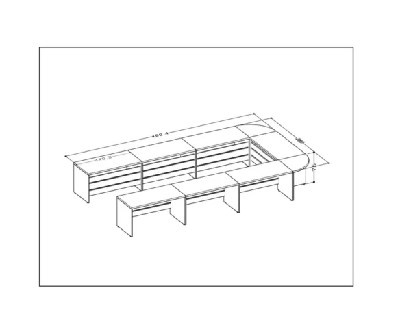 نقشه فنی میز کنفرانس ثمین مدل BKO-CD15