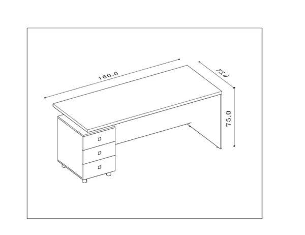 نقشه فنی میز کارمندی روما BKO-ST15