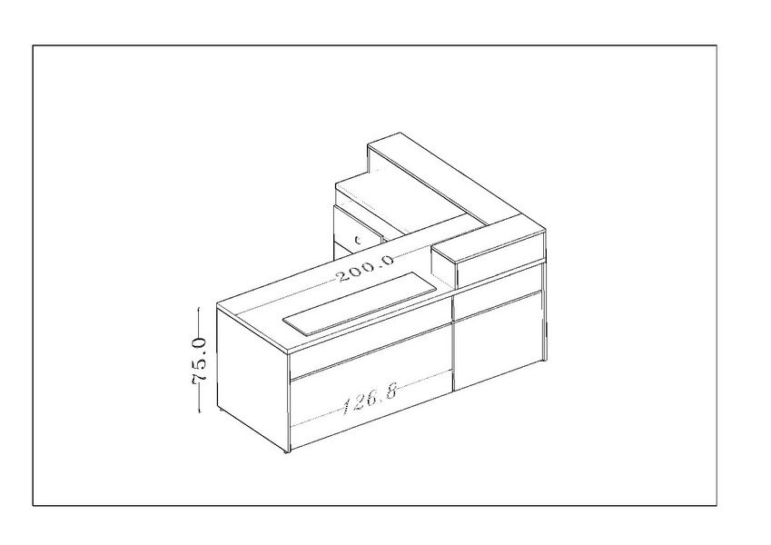 نقشه فنی کانتر اداری برنا مدل BKO-CO15