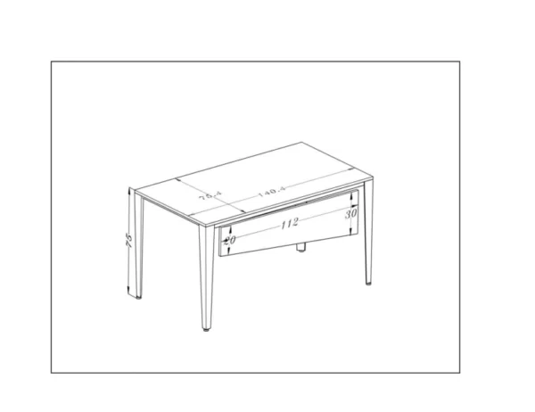 نقشه فنی میز کارمندی مدل BKO-ST20