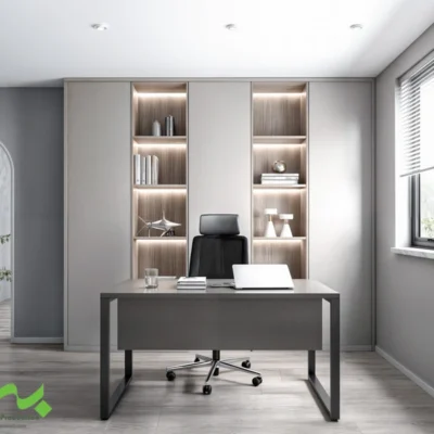 میز کارمندی پایه مثلثی ساده با کتیبه معلق مدل ST-21 (2)