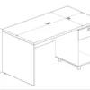 نقشه فنی میز کارمندی ساده با کشو و کمد مدل ST-23 (2)