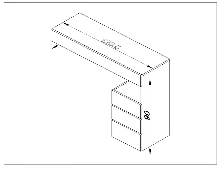 نقشه فنی میزتوالت مدل BKH-MT15