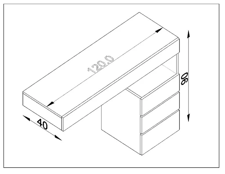 نقشه فنی میزتوالت مدل BKH-MT15
